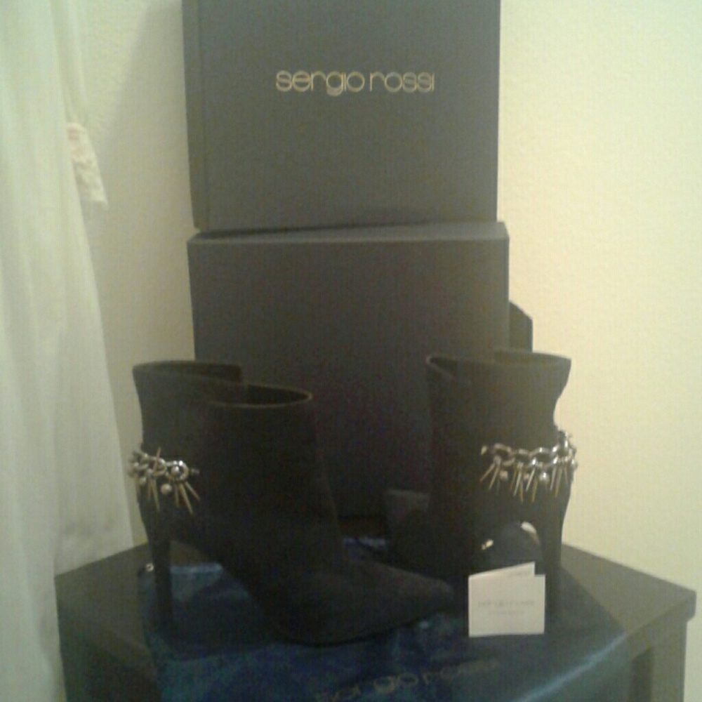 Sergio Rossi black suede ankle boots